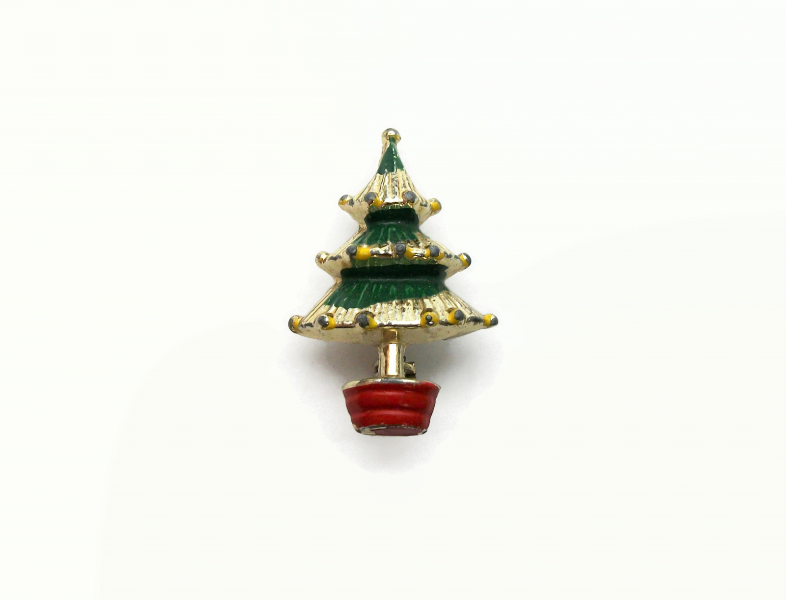 Vintage Tiny Christmas Pin Mini Enamel Christmas Tree Brooch