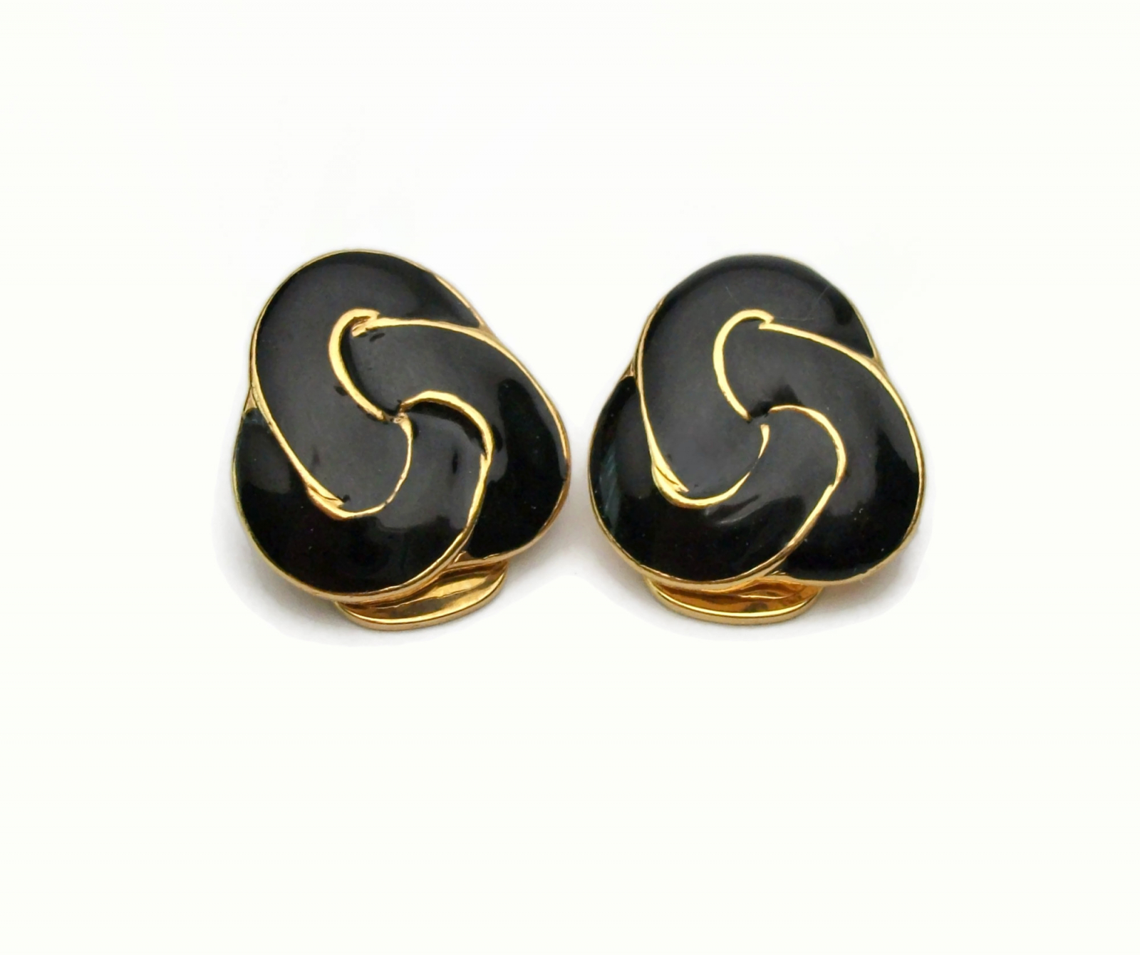 Black and gold clip on earrings clearance