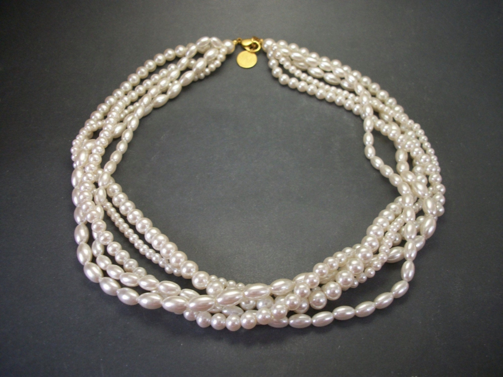 J CREW J. Crew Multi-Strand Pearl Necklace 5 Strings Faux Pearls 20