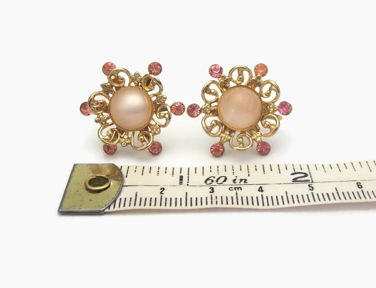 Vintage Coro Screw Back Clip on Earrings Gold Tone Floral Design with ...