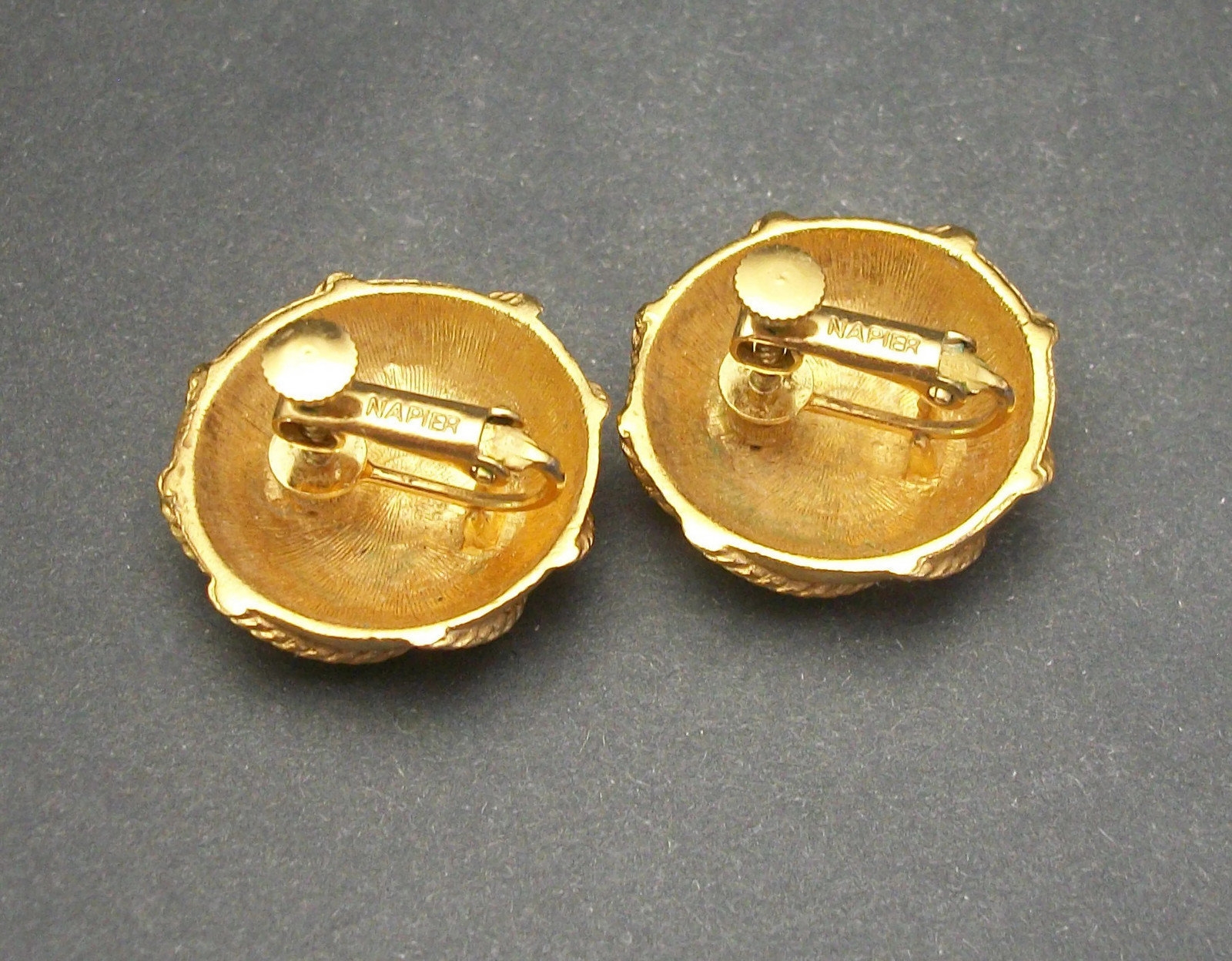 Vintage Napier Gold Clip on Earrings with Adjustable Screws 1 inch ...