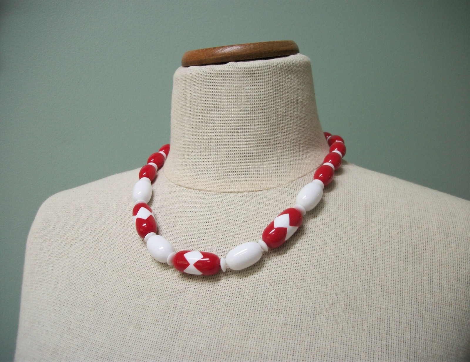 White plastic bead necklace on sale