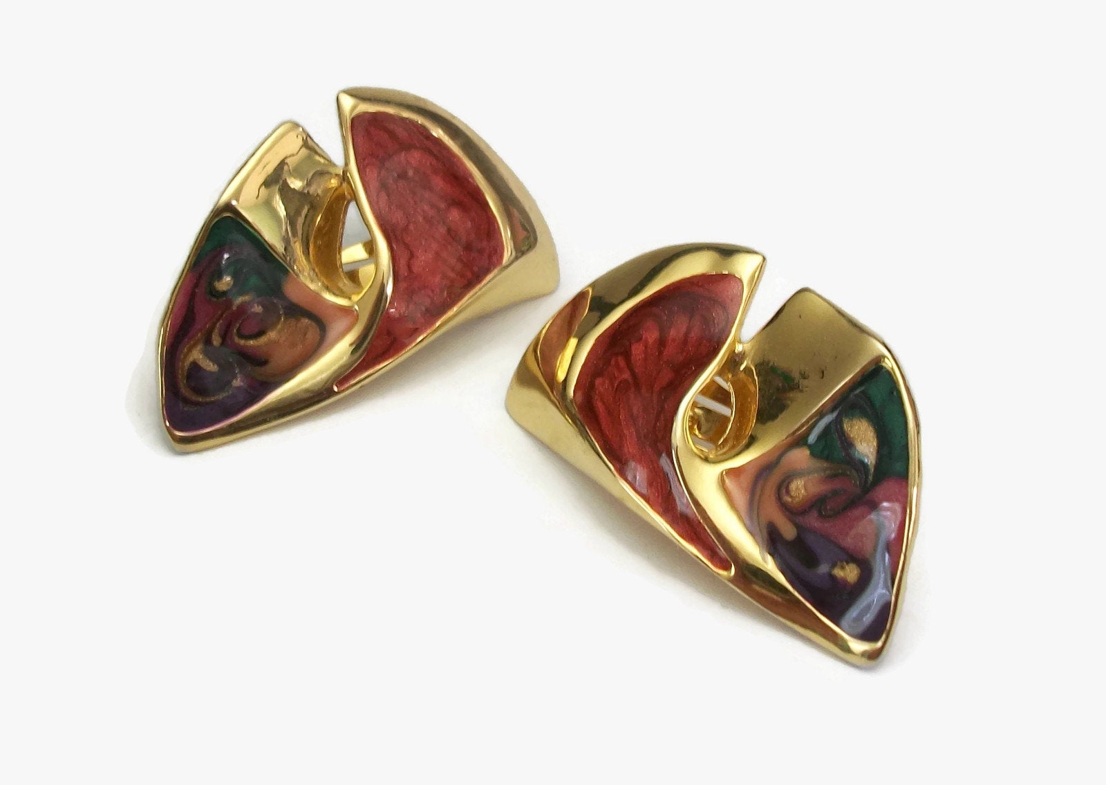 Large vintage clip on earrings hot sale