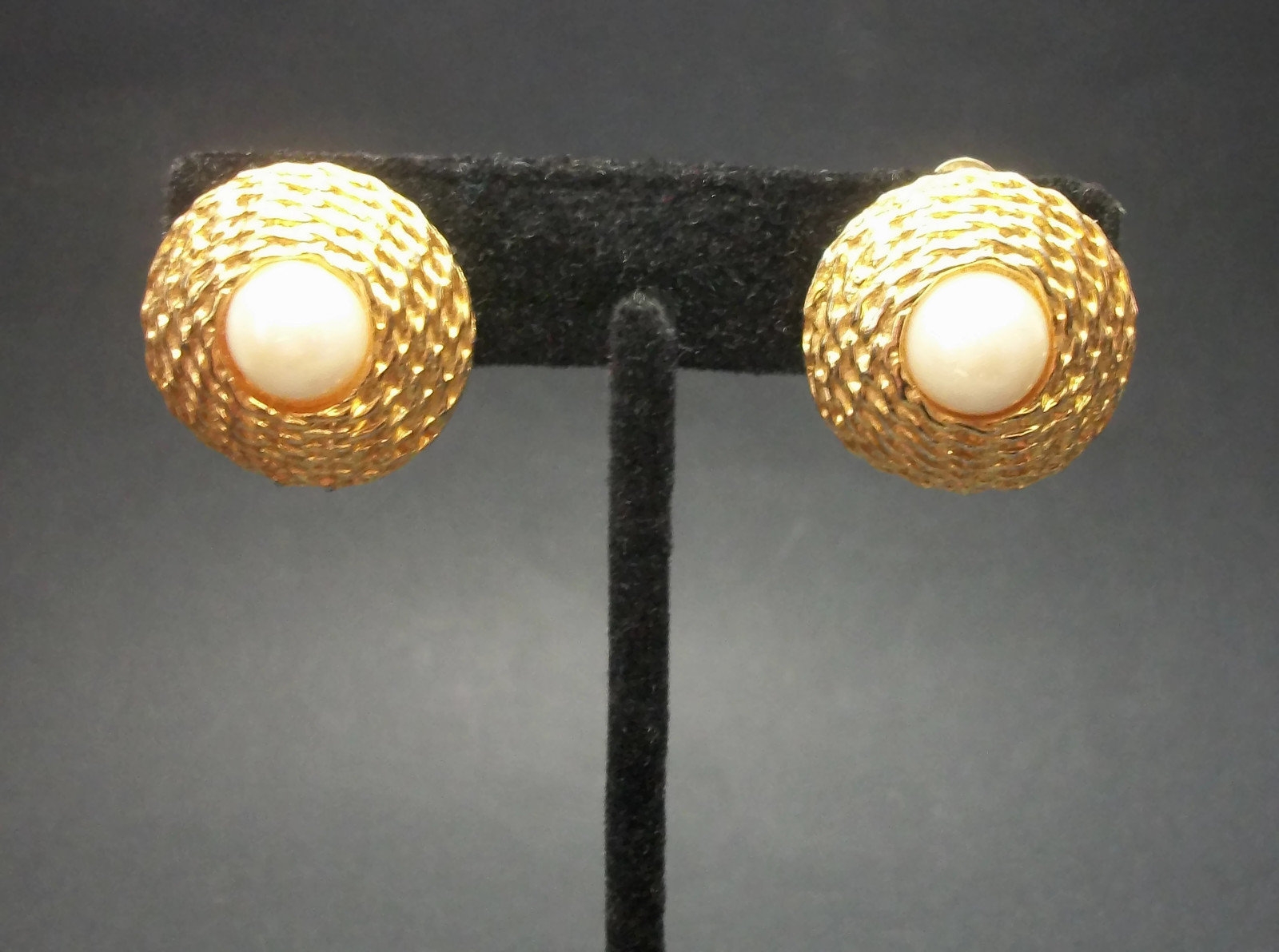 Catherine Gold Basketweave & Teardrop Cotton Pearl Earrings main image 1