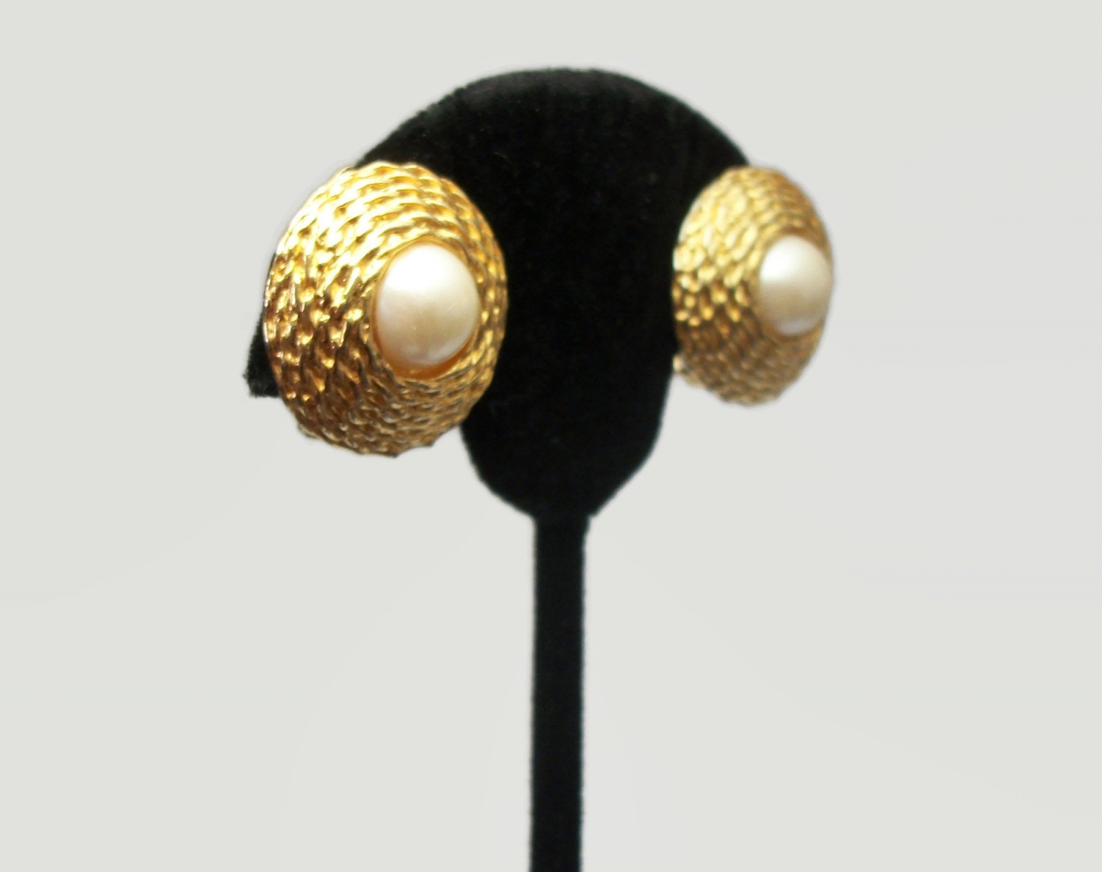 Catherine Gold Basketweave & Teardrop Cotton Pearl Earrings main image 0