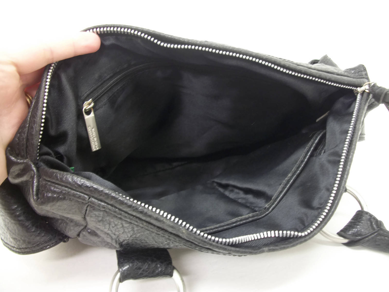 Vintage Benetton Black Faux Leather PVC Handbag Shoulder Bag Purse ...