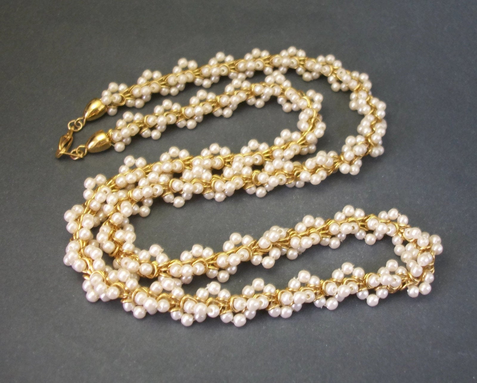 Faux pearl clearance cluster necklace