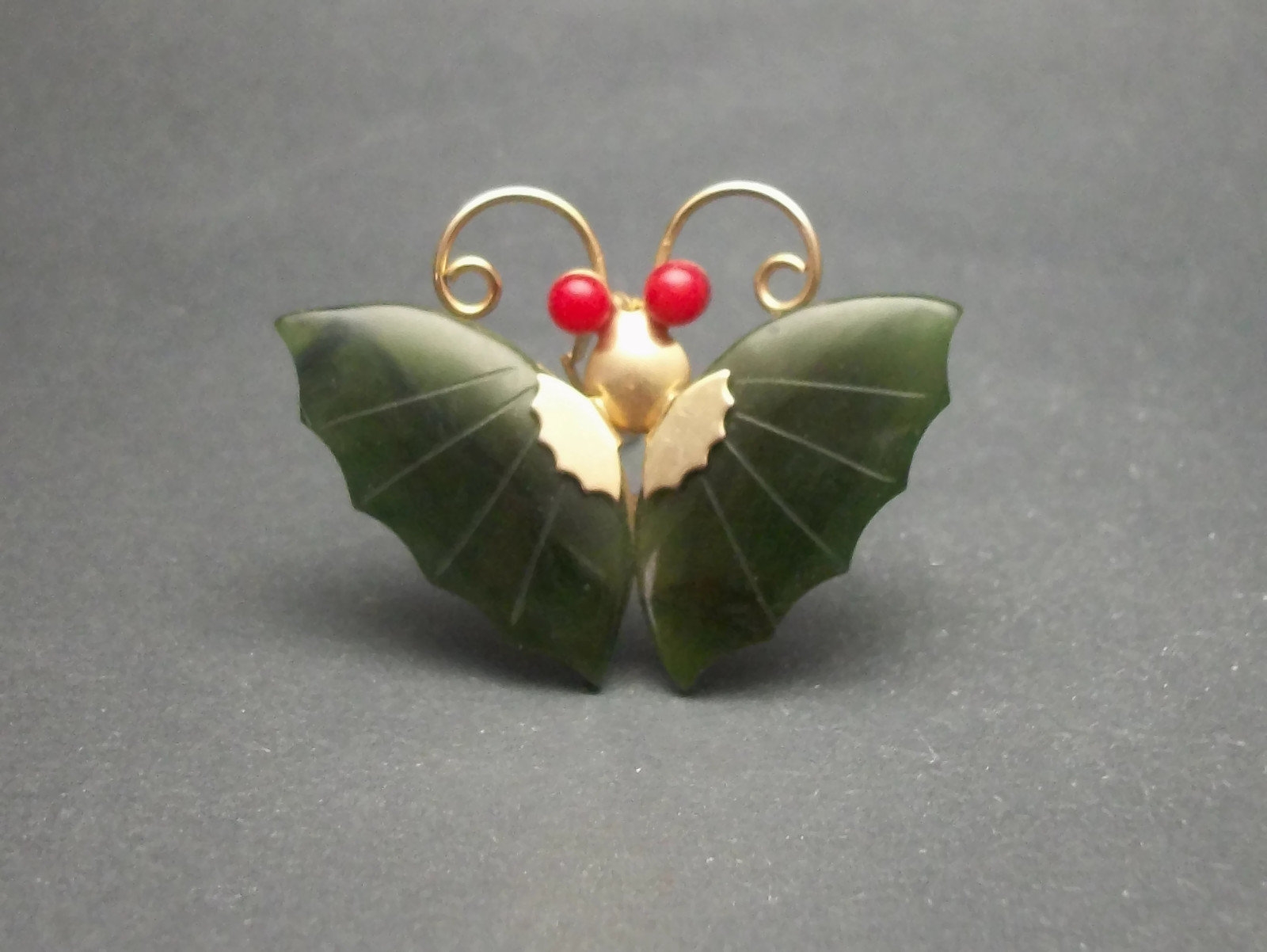 Vintage jade clearance butterfly brooch