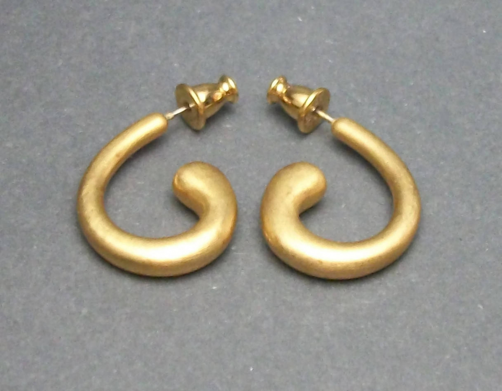 Vintage Monet Gold Tone Curl Hoop Earrings Gold Swirl Hoop