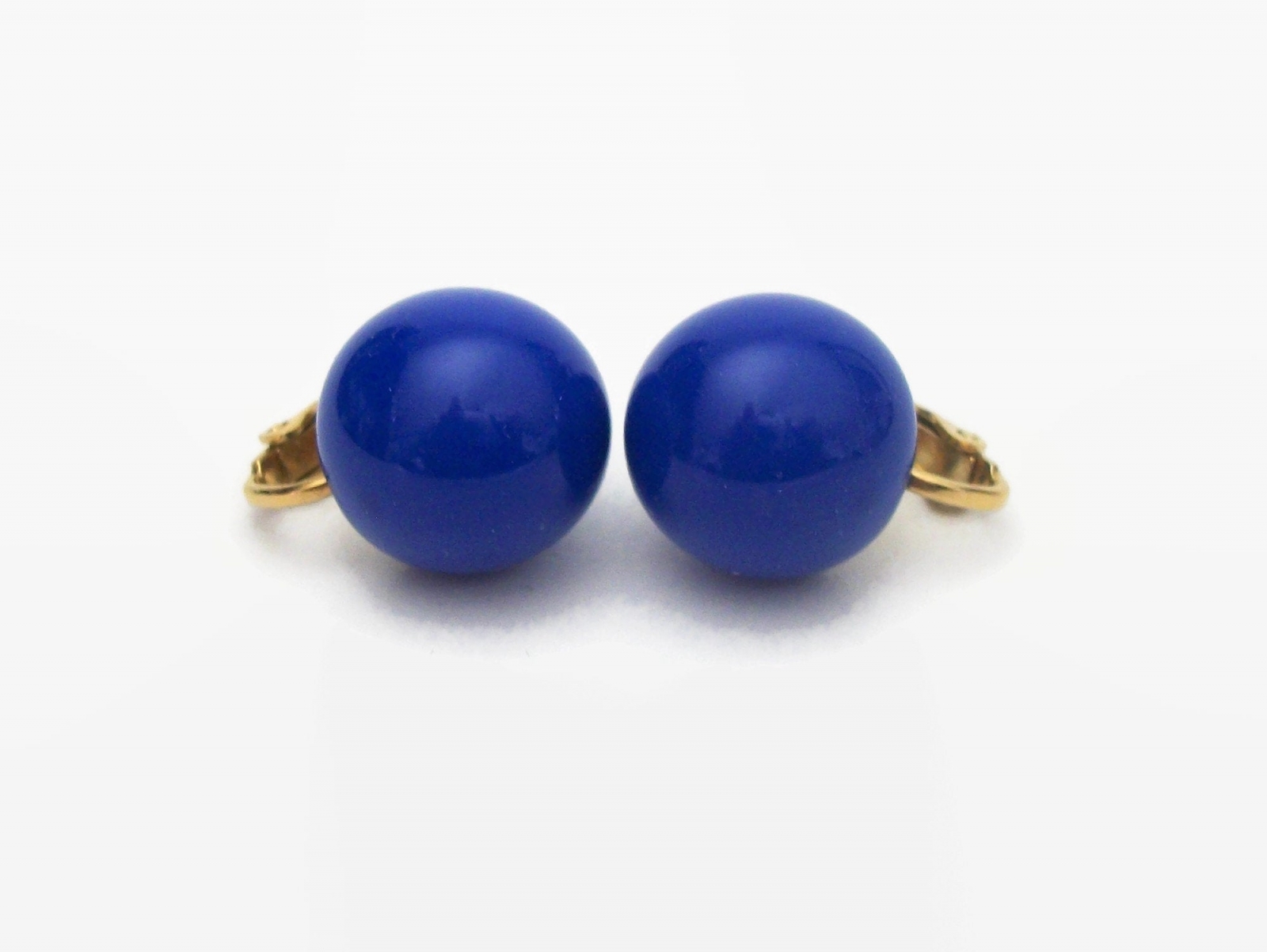 Blue ball earrings clearance
