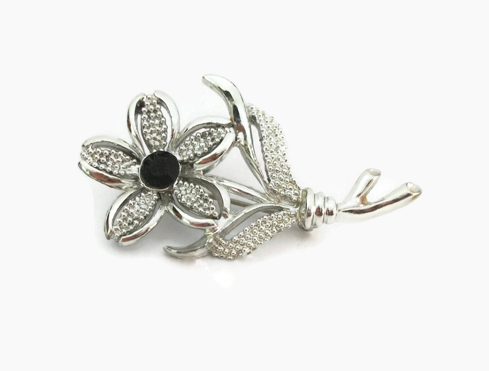 Vintage Silver Tone Clear Rhinestone Pearl Flower Brooch, Flower Brooches  for Women, Rhinestone Pearl Crystal Pins 