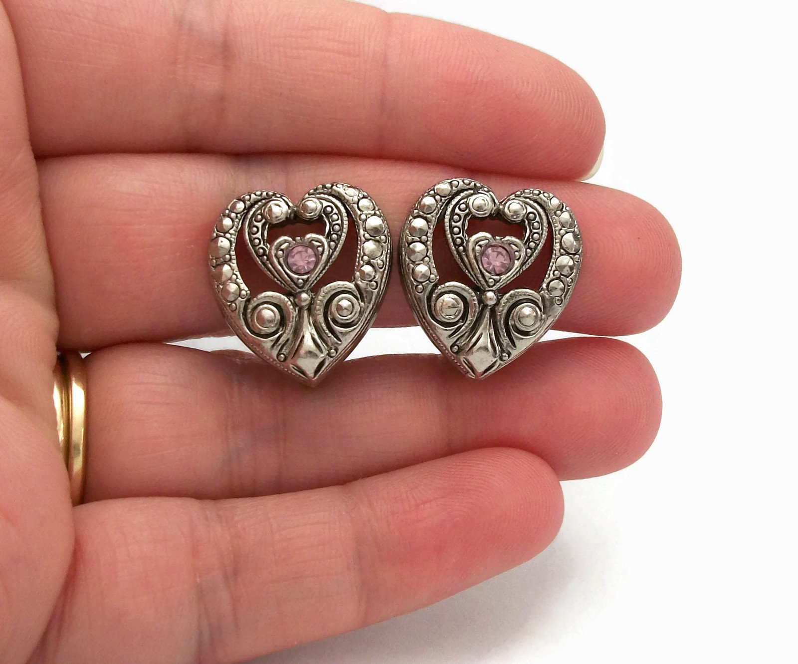 Marcasite heart earrings