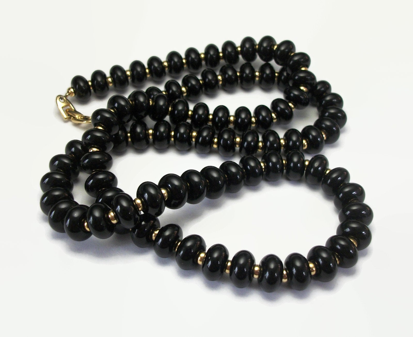 Vintage black bead necklace on sale
