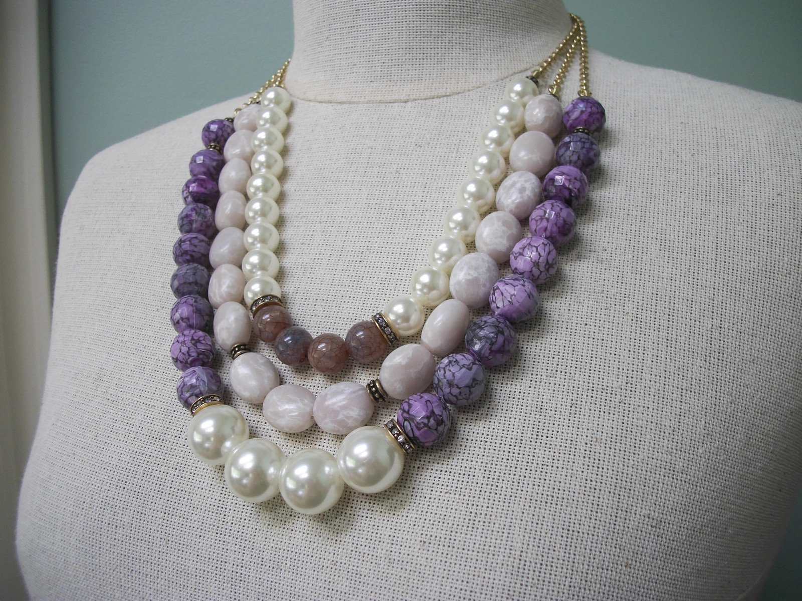 Buy Purple Handcrafted Semi Precious Stone Beaded Metal Layered Necklace |  KJ152/KAJL2 | The loom