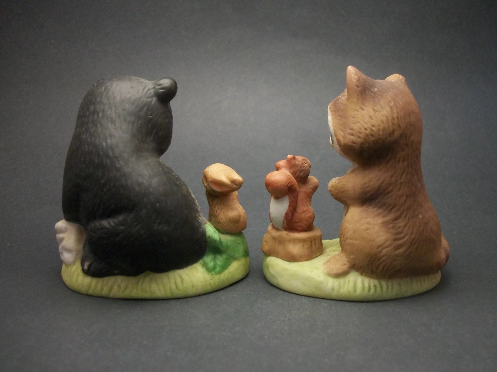 Vintage Homco Ceramic Animal Figurines Set of Two 2, Raccoon and
