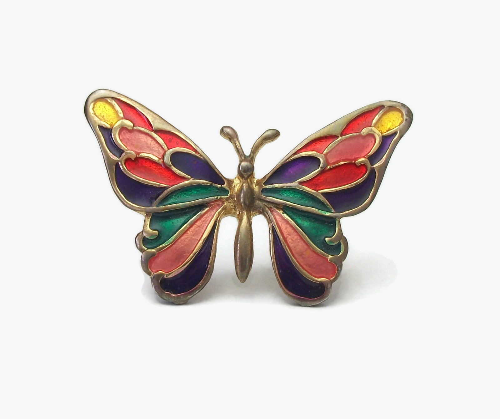 Vintage Enamel Butterfly Brooch Colorful Butterfly Lapel Pin Shawl