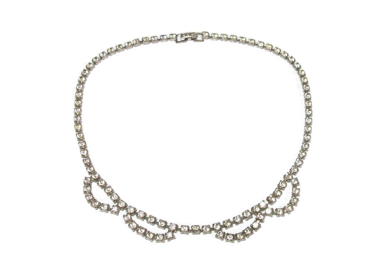 Vintage Rhinestone Scalloped Choker Necklace 14 1/2 inch long Formal ...
