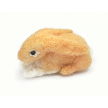 Needlefelted Bunny Soft Sculpture Small Needle Felted Rabbit  Handmade Needle Felt Woodland Animal Tan and White Easter Decor