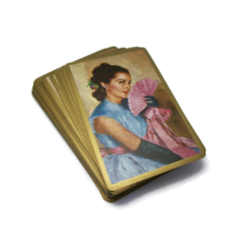 Vintage Congress Spanish Lady Woman with Lace Fan Playing Cards Gold Edge Standard Bridge Deck Complete with Two Jokers Collectible
