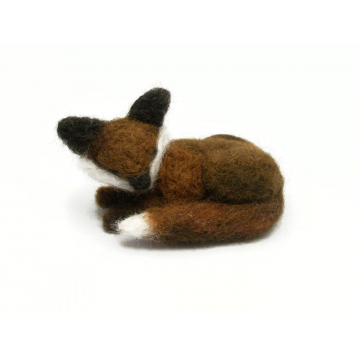 Needle Felted Fox  Small Needlefelted Sleeping Sleepy Fox Soft Sculpture  Handmade Needle Felt Woodland Animal