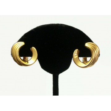 Vintage Monet Gold Swirl Hoop Clip On Earrings