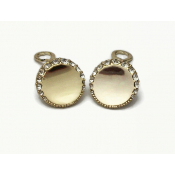 Vintage Monet Reflective Gold Clip on Earrings with Clear Crystals Round Rhinestone Discs Elegant Formal Earrings