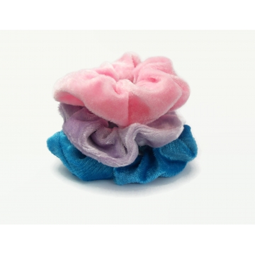 Velvet Hair Scrunchy Set of Three Scrunchies Summer Pink Blue Lavender Purple Ponytail Bun Accessories