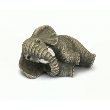 Vintage Elephant Figurine by Chinese Artist Jaimy Relaxing Elephant Lying Down