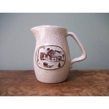 Onion River Pottery Creamer Small Pitcher Brown and White Speckled Ceramic Burlington Vermont Made in USA