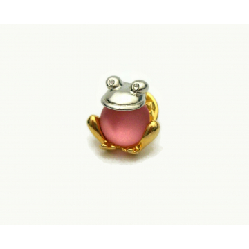 Vintage Pink Moonglow Jelly Belly Frog Pin Tie Tack Small Jewelry