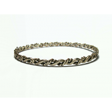 Vintage Wavy Silver Tone Bangle Bracelet Thin Large 8 1/2" Bangle Women's Bangle Men's Unisex