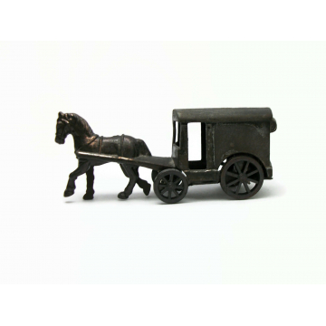 Vintage Die Cast Metal Pencil Sharpener Horse and Carriage Made in Hong Kong Horse and Buggy Figurine