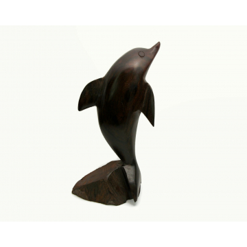 Vintage Ironwood Dophin Sculpture Hand Carved Solid Wood Dolphin Figurine Beach Nautical Decor