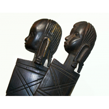 Vintage Pair of African Ebony Wood Letter Openers African Folk Art Hand Carved Wood
