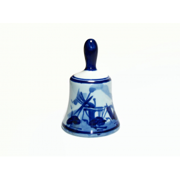 Vintage Delfts Blauw Blue and White Windmill Bell Hand Painted Delft Blue Miniature Bell Made in Holland