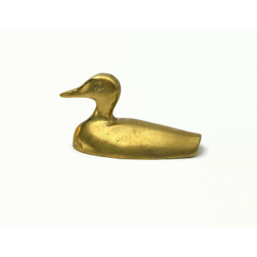 Vintage Small Brass Duck Paperweight Figurine 2.75 inch
