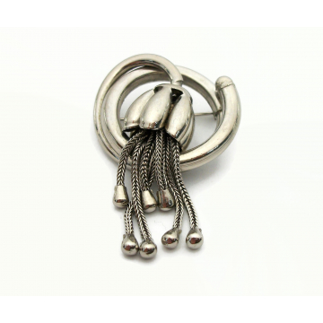 Vintage Mid Century Modern Abstract Silver Brooch Floral Design Metal Pin Lapel Pin