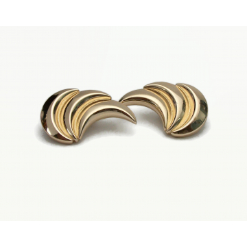 Vintage Coro Pegasus Corolite Clip on Earrings Gold Art Deco Flourish Wing Design 1920s jewelry