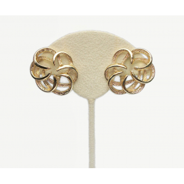 Vintage Sarah Coventry Openwork Gold Clip on Earrings Romantic Abstract Fanciful Design