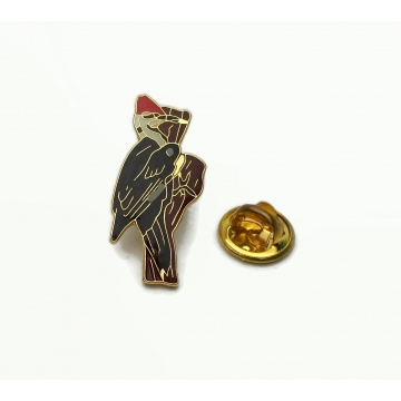Pileated Woodpecker Enamel Pin 24K Gold Plated Bird Tie Tack Lapel Pin by Nature's Charms 2005