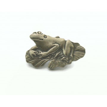 Vintage Pewter Frog Pin Lapel Pin Tie Tack Small Toad Pin Brooch Silver Pewter