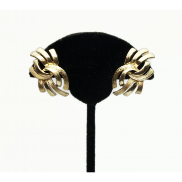 Vintage Coro Gold Clip on Earrings Textured and Shiny Gold Brutalist Design