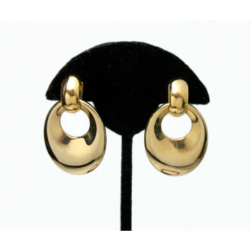 Vintage Gold Door Knocker Clip on Earrings Gold Hoop Clip Ons Lightweight