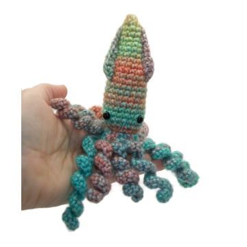 Amigurumi Crochet Squid Small Stuffed Animal Plushie Desk Decor Pocket Buddy Rainbow Squid Toy
