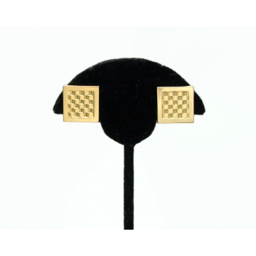 Vintage Gold Square Earrings Screw Back Clip on Earrings Geometric Design Pattern 1950s 50s Mid Century