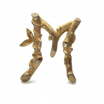 Vintage 1964 Sarah Coventry Gold Bamboo Letter M Initial Brooch  1960s Gold Tone Monogram Pin 60s ABCs Brooch