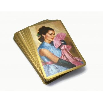 Vintage Congress Spanish Lady Woman with Lace Fan Playing Cards Gold Edge Standard Bridge Deck Complete with Two Jokers Collectible