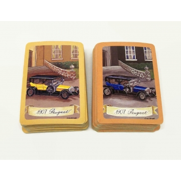 Vintage Peugeot Antique Car Playing Cards  Two Complete Decks with Three Jokers  1907 Peugeot Blue and Yellow  Made in Taiwan