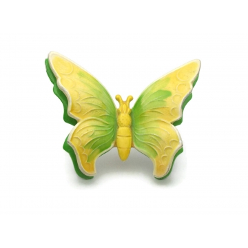 Vintage Butterfly Brooch Yellow and Chartreuse Green Butterfly Pin Made in West Germany Lightweight Plastic or Painted Eloxal 3D Insect Pin