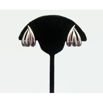 Vintage Monet Silver Clip on Earrings Signed Jewelry